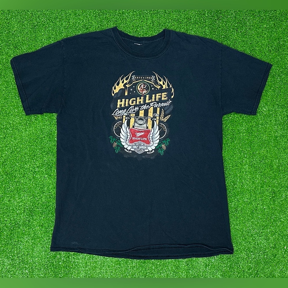 Vintage Harley Davidson Miller High Life Beer Live To Ride XL Tee T Shirt
